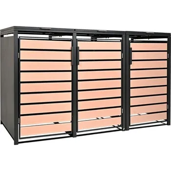 Přístřešek na popelnici Stilista Skříň na 3 popelnice 201 x 80 x 116 cm dřevo/antracit