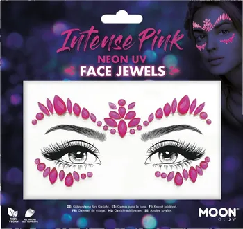 Karnevalový doplněk Moon Glow Intense Pink Neon UV Face Jewels