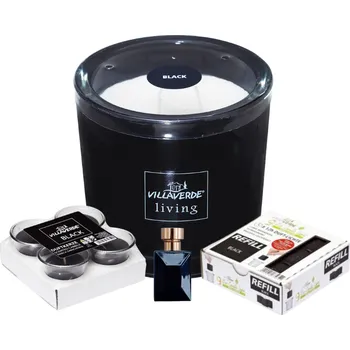 Svíčka Villaverde sada svíček Villaverde sada svíček - Tříknotová svíčka a sada čajových svíček: Black