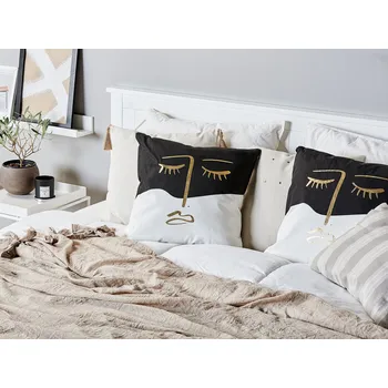 Dekorativní polštář vícebarevný 45 x 45 cm s motivem obličeje čtvercový doplňky obývací pokoj ložnice Beliani