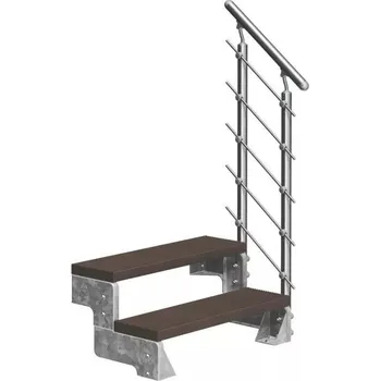Venkovní schody DOLLE GARDENTOP - TRIMAX® (hnědá) Zábradlí: Jednostranné Prova zábradlí, Šířka nášlapů: 80 cm, Výška podlaha - podlaha: 36 - 44 | 2 nášlapy