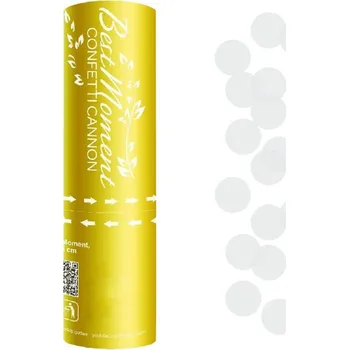 Konfeta Godan Vystřelovací konfety 15 cm svatební bílá kolečka