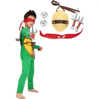 Karnevalový kostým Dětský kostým - želvy Ninja s doplňky Varianta: 1 červená páska, Velikost: M 120 cm