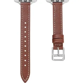 Příslušenství k chytrým hodinkám Tenký kožený řemínek pro Apple Watch 38/40/41/42mm Barva: Hnědá