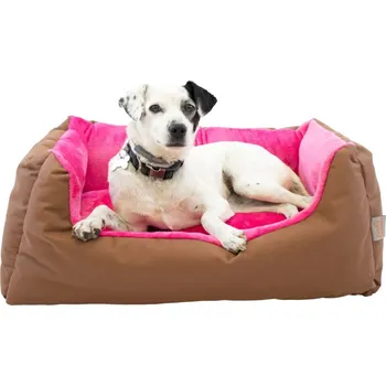 Pelíšek pro psa Pelech SAMOHÝL Rina obdélníkový hnědý/růžový 80x60cm