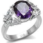 Šperky4U Ocelový prsten s fialovým kamenem - velikost 57 - AL-0101-57