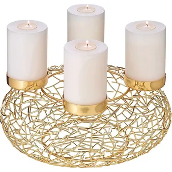 Luxusní adventní věnec EDZARD Milano z ušlechtilé oceli, varianty zlatý ø 34cm
