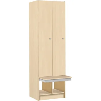 Šatní skříň TRITON šatní skříň lamino 2-dveřová s lavicí T1970, dekor bříza + doprava zdarma