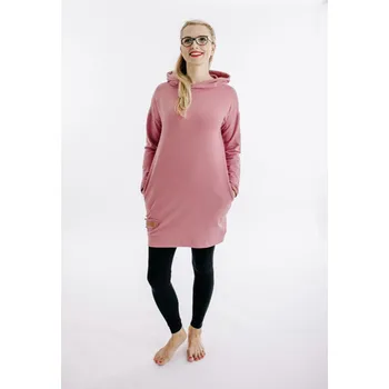 Dámská mikina Dámská tepláková mikina s kapucou BASIC starorůžová - MIKABASTAL