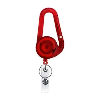 Obal na kartičku Plastová karabina na jmenovku - Červené