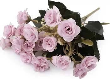 Umělá květina Stoklasa Mini růže umělá kytice 30 cm světle starofialová