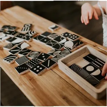 Dřevěná hračka Milin Dřevěné kostky - Contrasting blocks