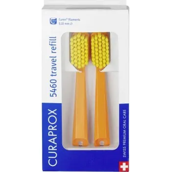 Zubní kartáček Curaprox CS 5460 Travel set náhradní hlavice kartáčku Barva (vzor): oranžová