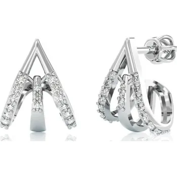 Náušnice Couple, Elegantní náušnice Trisha, bílé zlato se zirkony, 6680431-0-0-1
