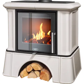 Krbová kamna ABX, spol. s.r.o. ABX Ikaria exklusive černý korpus, opláštění kachle perle 6 kW, kachlový sokl