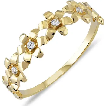 Prsten Lillian Vassago Zlatý prsten s květinami a zirkony LLV06-GR056 Velikost prstenu: 63