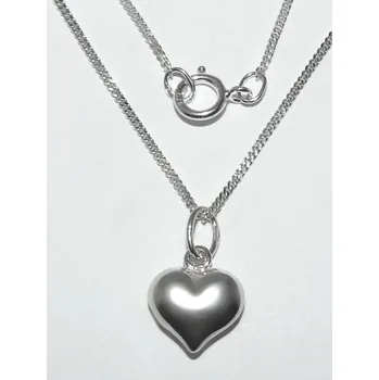 Náhrdelník Stříbrný náhrdelník srdíčko a řetízek - P822 curb (Stříbrný přívěsek srdce na řetízku 45 cm)