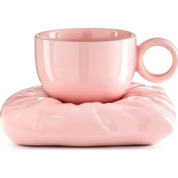 Žertovný předmět Keramický šálek na polštářkovém podšálku Royal cup - růžový
