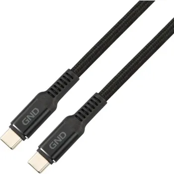 Datový kabel Kabel GND USB-C / USB-C, 1m, 100W, opletený, černý