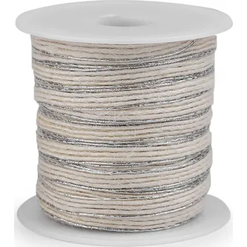 Galanterie Stuha s lurexovým okrajem šíře 6 mm, barva 1 režná světlá stříbrná