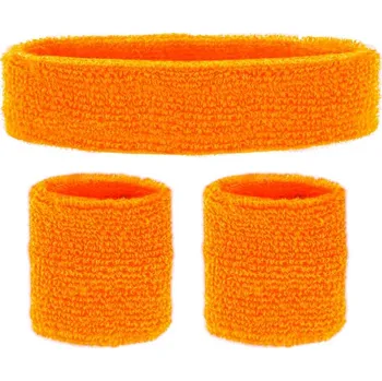 Karnevalový doplněk Sada 80. léta - potítka a čelenka - oranžové