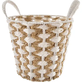 Nákupní košík Koš proutí béžový/bílý střední 28x28x25 cm