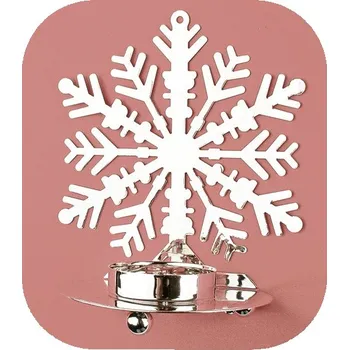 Svícen Anděl Kovový svícen stříbrná vločka 12 cm na čajovou svíčku