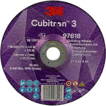 Brusný kotouč 3M Cubitron 3, Brusný kotouč (kolmé broušení) Tloušťka: 7 mm, Zrnitost: 36+, Průměr: 125 mm