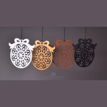 Vánoční ozdoba WoodenPuzzle.cz Dřevěná ozdoba kulatá - Vločka Barva: Dubová lazura