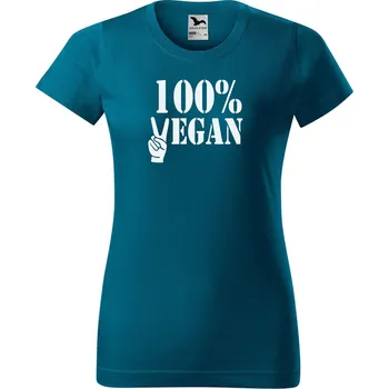 Dámské tričko DOBRÝ TRIKO Dámské tričko s potiskem 100% vegan Barva: Petrolejová, Velikost: L