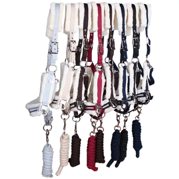 Kentaur Ohlávka, beránkové podložení + vodítko černá Full