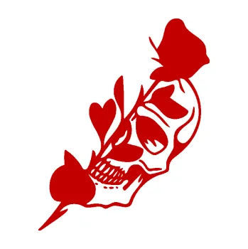 Samolepicí dekorace na vozidlo Lebka 060 pravá s růží (18 - tmavě červená) SAMOLEPKA NA AUTO, NÁLEPKA, FÓLIE, POLEP, TUNING, VLASTNÍ TEXT, TISK, AUTOSAMOLEPKY.cz, POLEPY, OBRÁZEK, LOGO, 3D STICKERS