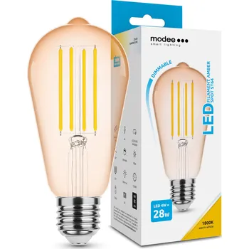 Žárovka Light for home - LED Filament vintage skleněná žárovka v barvě Amber ST64 4W E27 320° 1800K (300 lumen) dimmable