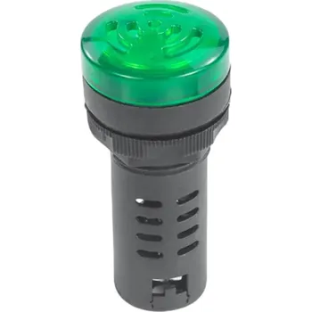 LED kontrolka s bzučákem AD16-22SM, IP65 pro průměr otvoru 22mm Zelená 220-250 V AC