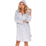 Světle šedý velurový župan na zip a s kapucí Velikost: S