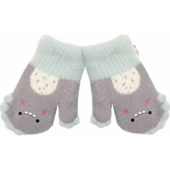 Rukavice Zimní rukavičky s kožíškem Dino, Baby Nellys, šedé 14 cm (od 4 let)