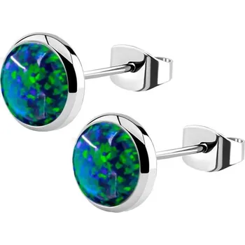 Náušnice Šperky4U Ocelové náušnice s opálem 8 mm - NB2-OP19