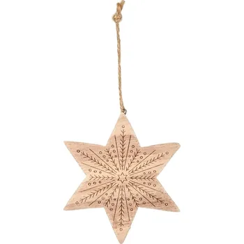 Vánoční ozdoba Det Gamle Apotek Dřevěná hvězda na zavěšení P.11,5cm hnědá