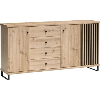 Komoda Komoda CALI C-20 na kovových nožičkách, dub artisan/černý mat, 183 cm