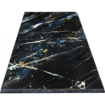 Koberec Makro Abra Moderní kusový koberec BLACK and GOLD 02 Abstraktní protiskluzový černý zlatý Rozměr: 180x280 cm