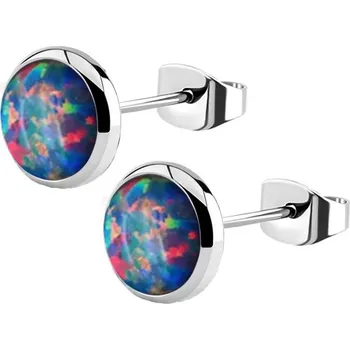 Náušnice Šperky4U Ocelové náušnice s opálem 8 mm - NB2-OP01