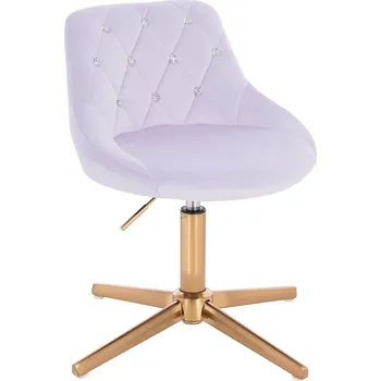 Otočné křeslo Kvam Diamonds velur na zlatém kříži - světlý šeřík