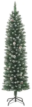 Vánoční stromek Umělý úzký vánoční stromek se stojanem zelený/bílý