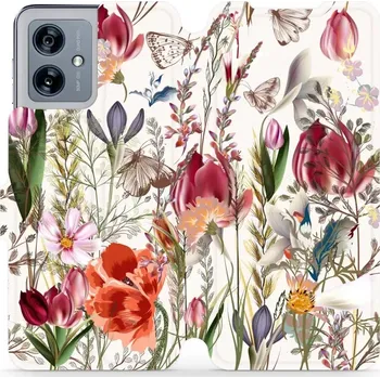 Pouzdro na mobilní telefon Flipové pouzdro Mobiwear - Motorola Moto G54 5G / Moto G54 5G Power Edition - MP01S Rozkvetlá louka (Knížkové flip pouzdro, obal, kryt na mobil Motorola Moto G54 5G / Moto G54 5G Power Edition - MP01S Rozkvetlá louka, materiál Umělá kůže + TPU - ochrana)