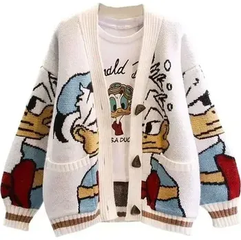 Dámský svetr Dámský/dívčí bavlněný svetr s motivem Kačera Donalda Barva: Bílá, Velikost: XXL