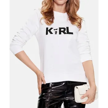 Dámská mikina Dámská bílá mikina Karl Lagerfeld Ikonik - Velikost XS, Barva Bílá 55629 230W1804