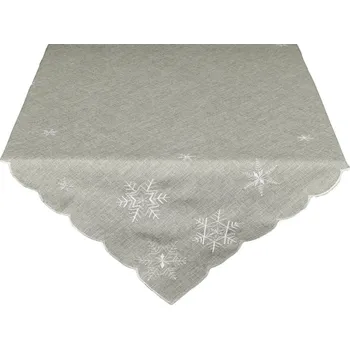 ubrus DekorTextil Ubrus Vánoční - Bílo stříbrné vločky - šedý ROZMĚR: 30 x 45 cm - ovál