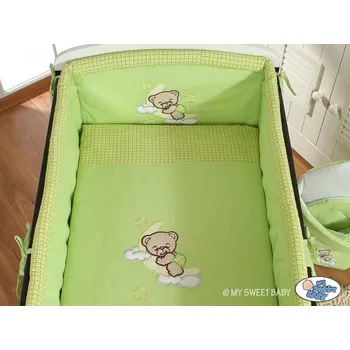 Příslušenství pro dětskou postel a kolébku Souprava do postýlky 3-dílná - DOBROU NOC zelená - My sweet Baby