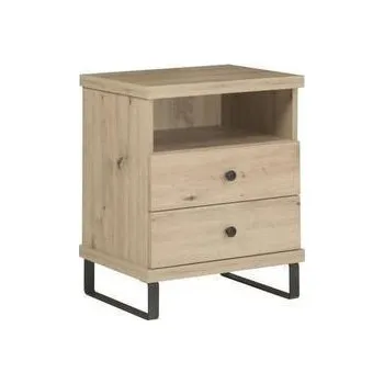 Noční stolek Noční stolek CALI C-17 na kovových nožičkách, dub artisan, černý matný 48