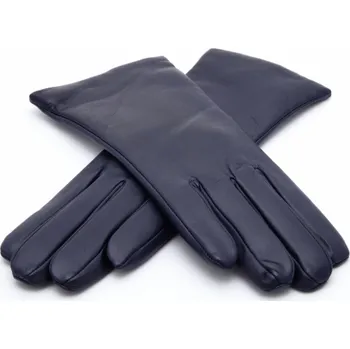 Rukavice Dámské modré kožené rukavice s hedvábní podšívkou - Carlsbad Hat Velikost Rukavice: 6,5